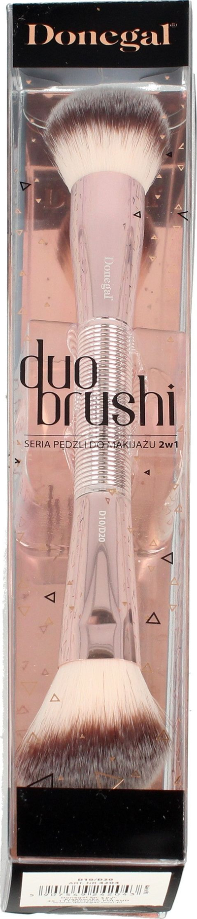 Furçë grimi Donegal Duo Brush, 2 në 1, për pudër edhe blush, rozë gold
