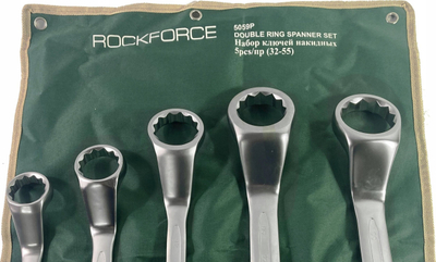 Set çelësa unazorë të harkuar Rockforce 5059P, 5 copë, 32-55 mm, çelik CrV