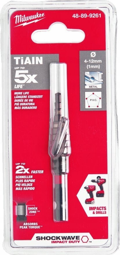 Freza shkallore Milwaukee Shockwave 48-89-9261, 4-12mm, TiAlN, metal PVC