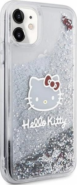 Mbulesë telefoni Hello Kitty për iPhone 11, efekt liquid glitter, transparente shumëngjyrëshe