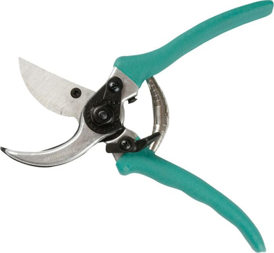 Gërshërë kopshti Manual Garden Pruner, teh çeliku, dorezë alumini, jeshile