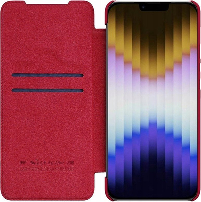 Këllëf telefoni Nillkin Qin Pro, për iPhone 14 Plus, me kapak, i kuq