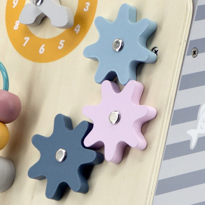 Karrocë edukative druri Viga Toys PolarB 44028, me lojëra, shumëngjyrëshe