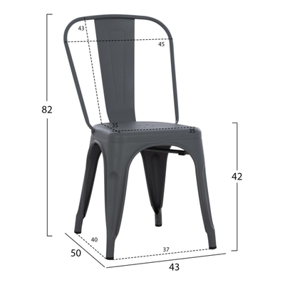 Karrige metalike Melita 43×50×82 cm (HM8641.10), gri