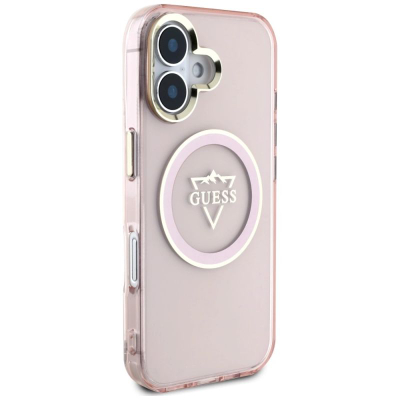 Kapak telefoni Guess MagSafe për iPhone 16, TPU PC, i tejdukshëm, rozë