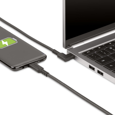 Kabllo Startech USB-C në USB-C, kënd 90 gradë, 10 Gbps, e zezë