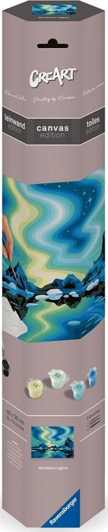 Set pikturimi me numra Ravensburger CreArt Northern Lights 23907, pikturë në kanavacë, mbi 14 vjeç