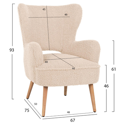 Kolltuk Mylie 66x75x93Hcm (HM8394.23), bardhë