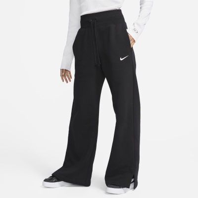 Pantallona Nike Mini Swoosh High Rise Joggers, këmbë t’gjera, të zeza dhe Sail