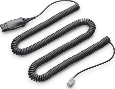 Kabllo spirale për kufje Poly, konektor RJ, për telefona zyre, e zezë