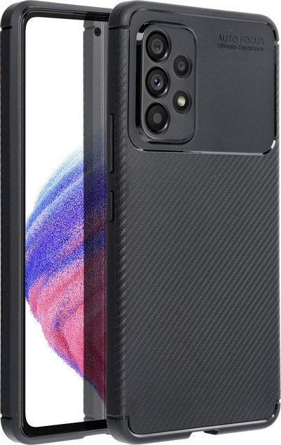 Mbrojtëse karboni për telefon Samsung Galaxy A52 LTE, TPU i butë, kundër goditjeve, e zezë