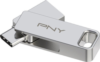 USB PNY Duo-Link, 128GB, USB Type-C edhe USB, argjendi