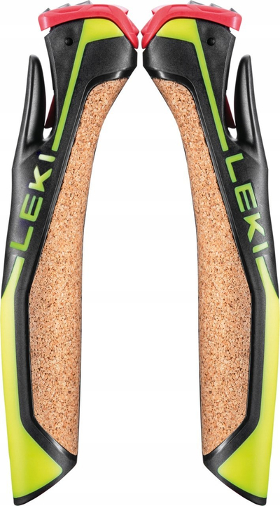 Doreza shkopinjsh Leki Nordic Shark, diametër 16mm, kork ergonomik, zezë jeshile