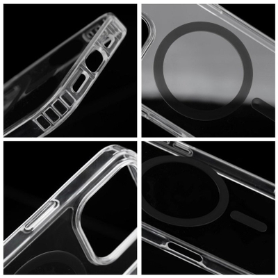 Mbulesë telefoni OEM për iPhone 17, MagSafe, unazë dekorative, e zezë