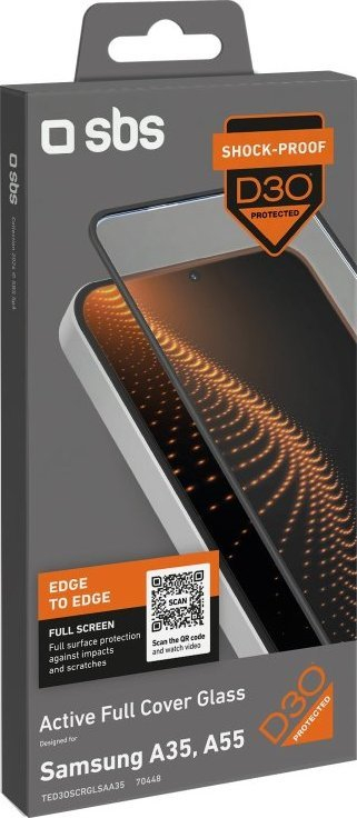 Заштитна фолија за екран SBS Active Full Cover Glass, за Samsung Galaxy A55 A35, зацврстено стакло, проѕирно