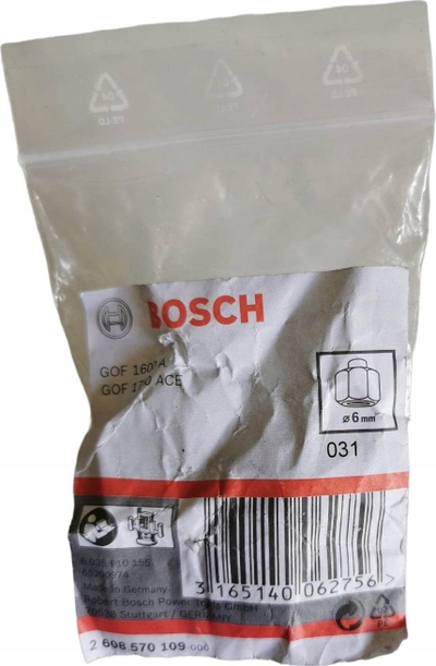 Kapëse collet Bosch GOF 1600A 1700ACE, 6mm, për frezë druri, e zezë