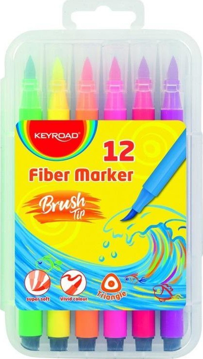 Markera me shkëlqim Keyroad Glitter, majë furçe, 12 ngjyra