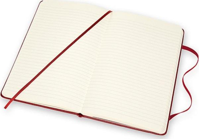 Fletore Moleskine Classic me lëkurë, e madhe 5" x 8.25", me vija, e kuqe Bordeaux