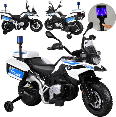 Motor elektrik për fëmijë BMW Police PA0282, 6 km/h, 30 kg, i bardhë e zi