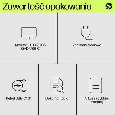 Monitor HP E27u G5, 27", 2560 x 1440 (WQHD), 75Hz, i zi / i argjendtë