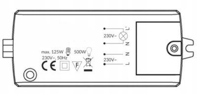 Ndërprerës touchless pa prekje IP20, 500W, plastike e bardhë