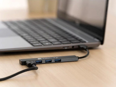 Hub USB Techly IUSB32-HUB4A-4U3SL, 4 porta USB 3.2, 5 Gbps, gri
