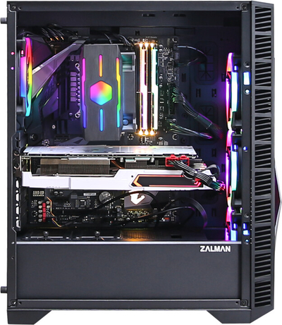 Kasë kompjuteri Zalman Z3 ICEBERG BLACK, ARGB, me xham transparent, e zezë
