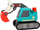 Lodër ekskavator me zinxhir LEAN Toys DIY Cartoon, kovë e madhe lëvizëse, për çmontim dhe montim, ngjyrë turquoise