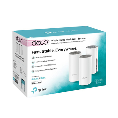 Router mesh TP-Link Deco E4, AC1200, set 3 pjesë, i bardhë