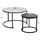 Tavolinë për kafe 2-pjesësh MDF marble mix & këmbë të zeza Φ80–48 cm (HM8763.14), zezë