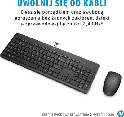 Сет тастатура и глушец HP 230, безжичен 2.4 GHz, 1600 DPI, бел