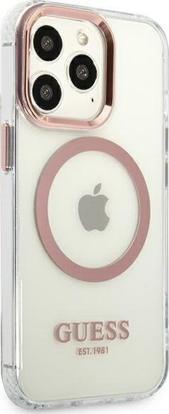 Mbulesë telefoni Guess GUHMP13LHTRMP, për iPhone 13 Pro 13 6.1", MagSafe, rozë