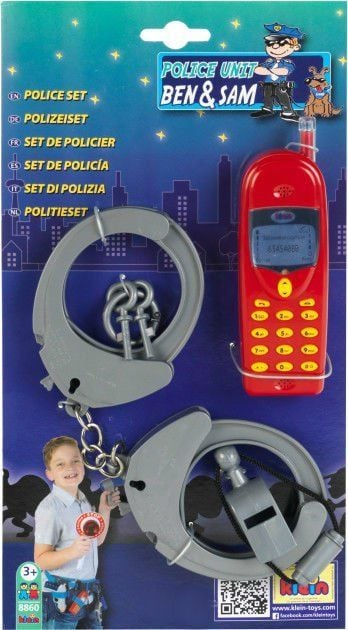 Set policie lodër Klein Ben & Sam, me pranga dhe telefon, shumëngjyrësh