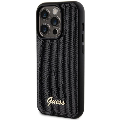 Futllë GUESS Sequin Script Metal për iPhone 13 Pro Max 6.7", hardcase, e zezë