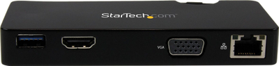 Dock stacion udhëtimi StarTech.com USB 3.0, HDMI VGA, Gigabit Ethernet, i zi