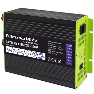 Karikues baterie Qoltec Monolith 51919, 90A, LiFePO4, i zi jeshil
