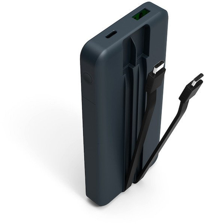 Powerbank Port Designs Powerbank 10000mAh, 20W, со интегрирани кабли, црн