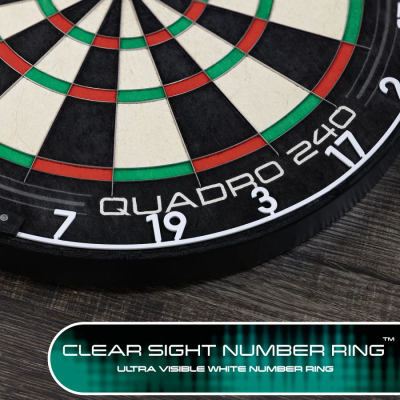 Dërrasë dart Harrows Quadro 240 Shield, për lojë profesionale, me unazë quadruple