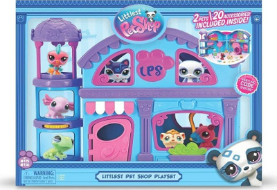 Set loje Littlest Pet Shop Playset LPS Gen 7, 2 figurina, me 20 aksesorë, shumëngjyrësh