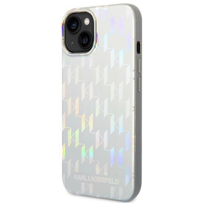 Futrollë telefoni Karl Lagerfeld për iPhone 14 6.1", me logo, ngjyrë argjendtë