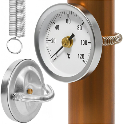 Termometër bimetalik Ruhhy 26557, 63mm, deri 120°C, për tuba