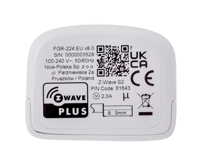 Modul perde inteligjent Fibaro FGR-224, kontroll roleta, i bardhë