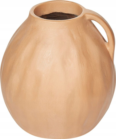 Vazo terrakote për zbukurim, 27 cm, punim dore, bezhë