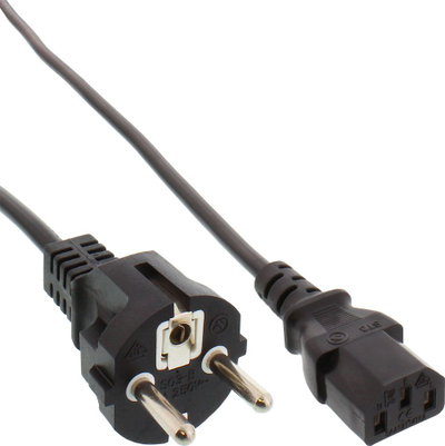 Кабел за струја InLine Type F, IEC C13 3 пински, 5 m, црн