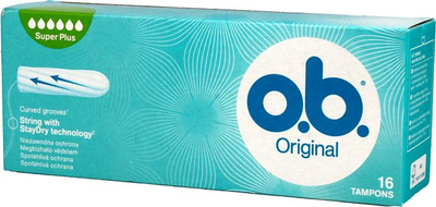 Хигиенски тампони OB Original Super Plus, 16 парчиња, без апликатор