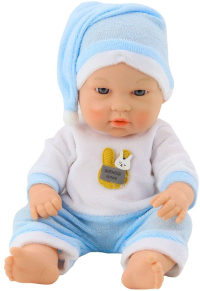 Kukull bebe me pizhamë, 30cm, duar dhe këmbë të lëvizshme, blu