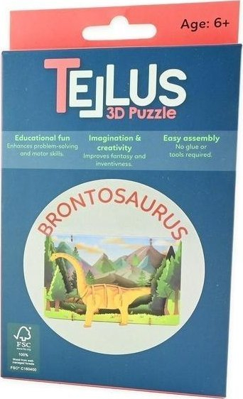 Puzzle 3D prej druri Teifoc Brontosaurus, i palosshëm, mosha 6+, shumëngjyrësh