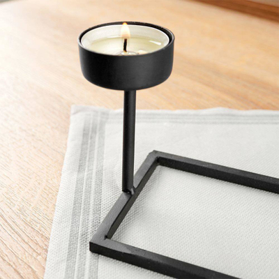 Mbajtëse për qirinj tealight, metal, 4 vende, e zezë