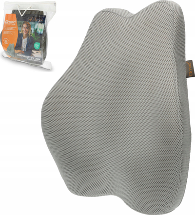 Лумбална перница Shape&amp;Rest Memory, мемори пена, со футрола, сива