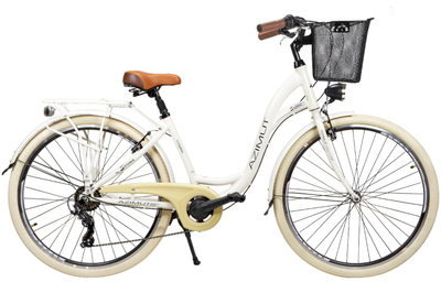 Biçikletë qyteti AZIMUT Sarema 28" ALU TX-7 2025, 7 marshe Shimano, kornizë alumini, krem i çelët me shkëlqim